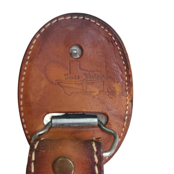 Vintage Western Leather Belt Size Small Dead Mans Hand Buckle & "Barbie" Engravi - Picture 11 of 12